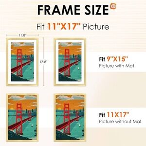 Gold Picture Frame 11x17 or 9x15 with mat (1) brand new never used. FIXSMITH